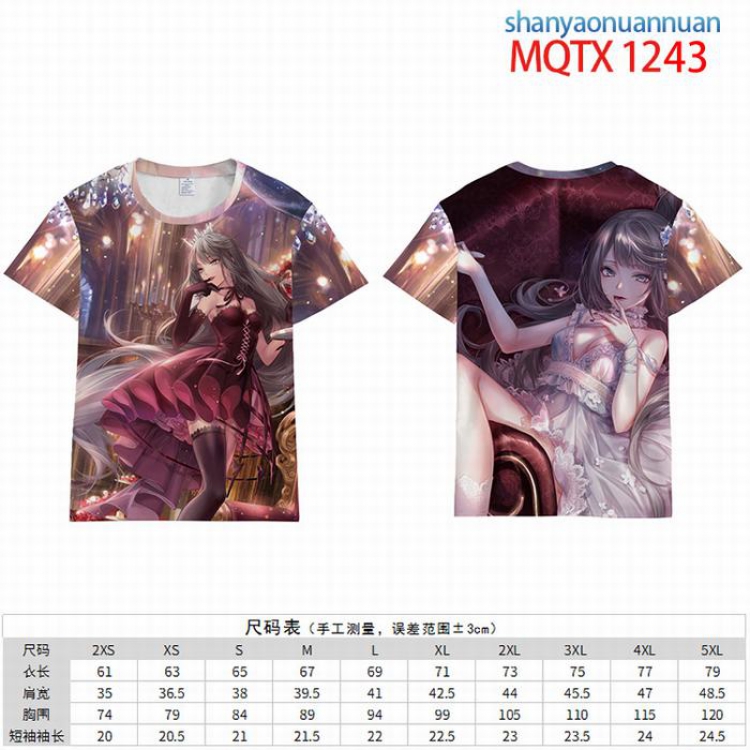 Shanyaonuannuan Full color short sleeve t-shirt 10 sizes from 2XS to 5XL MQTX-1243