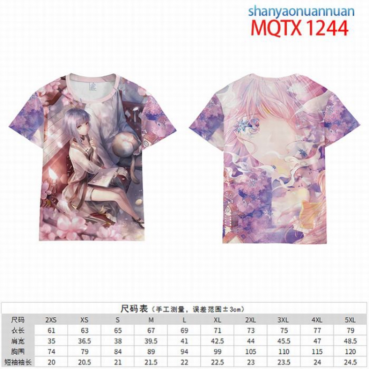 Shanyaonuannuan Full color short sleeve t-shirt 10 sizes from 2XS to 5XL MQTX-1244
