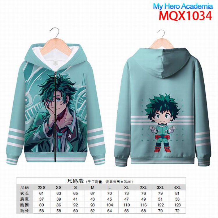 My Hero Academia Full color zipper hooded Patch pocket Coat Hoodie 9 sizes from XXS to 4XL MQX1034