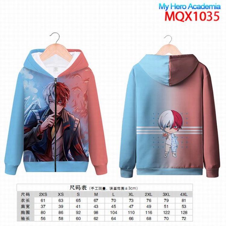 My Hero Academia Full color zipper hooded Patch pocket Coat Hoodie 9 sizes from XXS to 4XL MQX1035