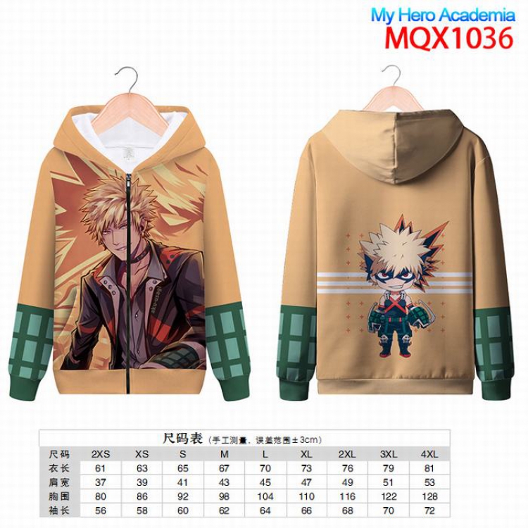 My Hero Academia Full color zipper hooded Patch pocket Coat Hoodie 9 sizes from XXS to 4XL MQX1036