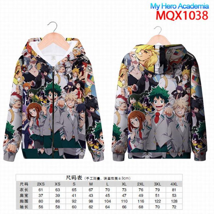 My Hero Academia Full color zipper hooded Patch pocket Coat Hoodie 9 sizes from XXS to 4XL MQX1038