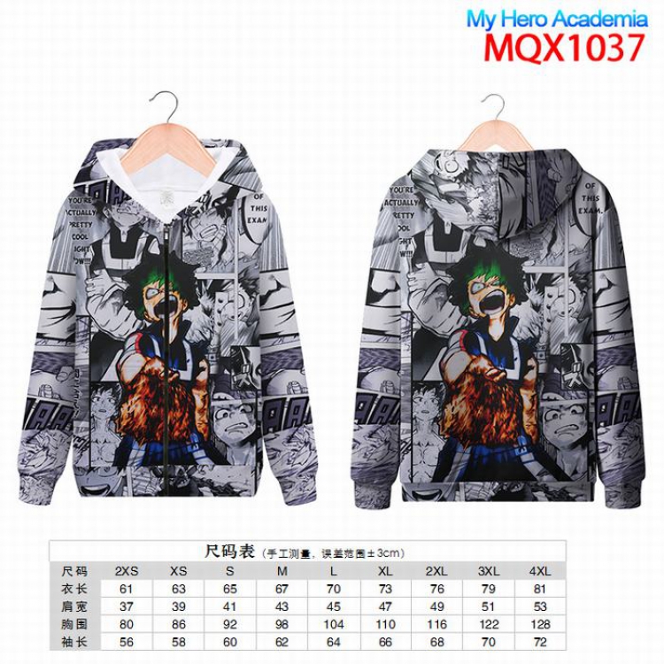 My Hero Academia Full color zipper hooded Patch pocket Coat Hoodie 9 sizes from XXS to 4XL MQX1037