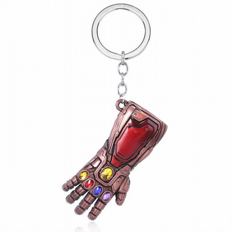 The avengers allianc Iron Man Ancient red copper Gloves Keychain pendant 2.7X8X3.7CM 66G price for 5 pcs