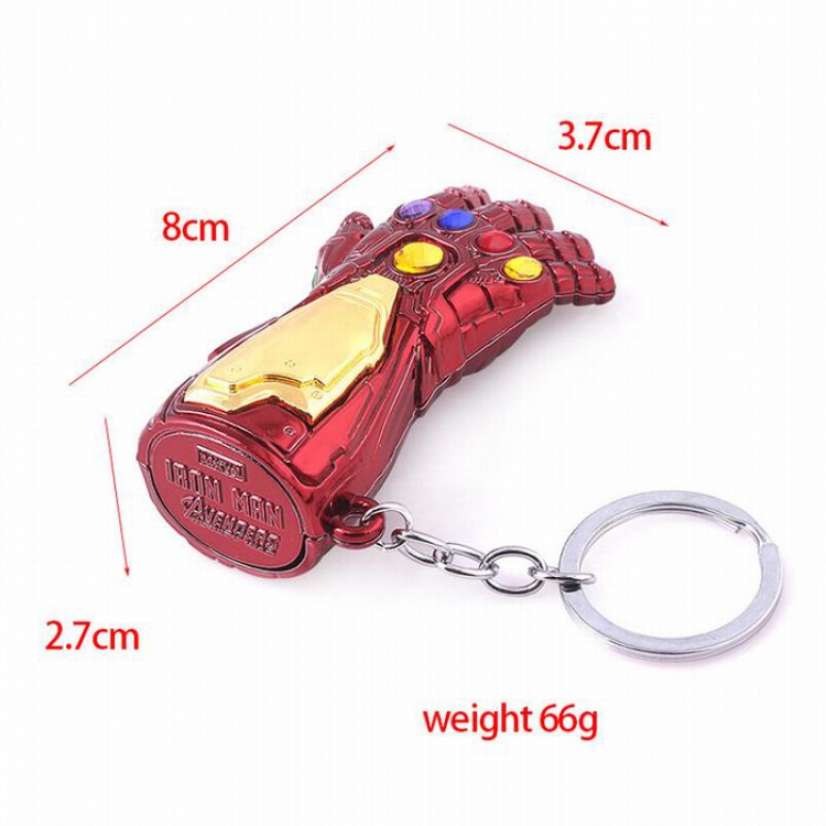 The avengers allianc Iron Man red Gloves Keychain pendant 2.7X8X3.7CM 66G price for 5 pcs