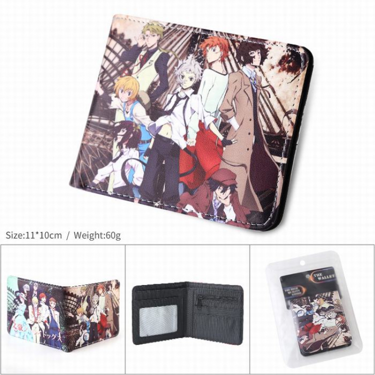 Bungo Stray Dogs-2 PU full color silk screen two fold short card bag wallet purse