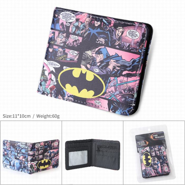 Marvel Batman PU full color silk screen two fold short card bag wallet purse
