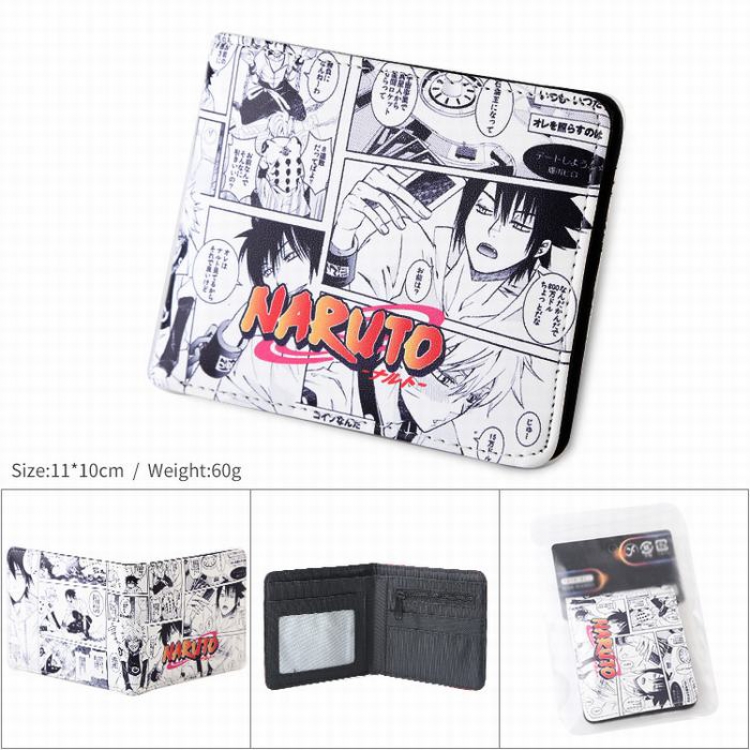 NarutoComic Book PU full color silk screen two fold short card bag wallet purse