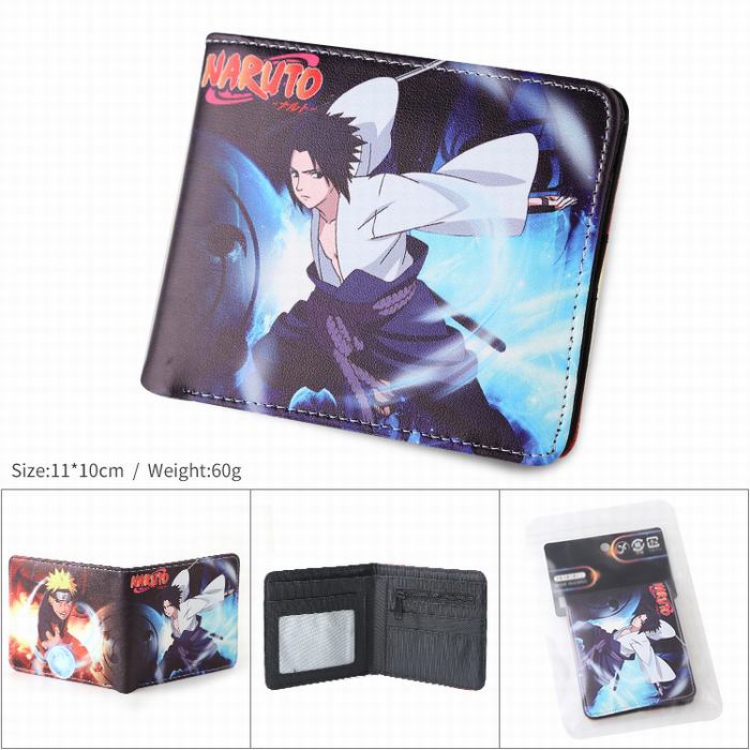 NarutoPU full color silk screen two fold short card bag wallet purse