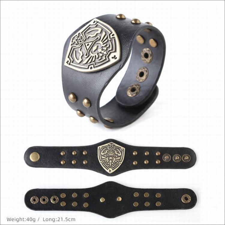 The Legend of Zelda Shield sign Metal leather bracelet with anime COS props PP Bagged
