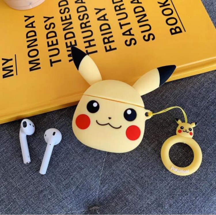 Pikachu yellow Anime Rubber ring buckle airpods Apple Wireless Headset PP Bagged price for 2 pcs
