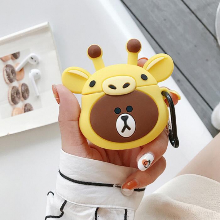 Yellow deer bear Anime cartoon around Stereo card Deduction airpods Apple Wireless Headset PP Bagged price for 2 pcs