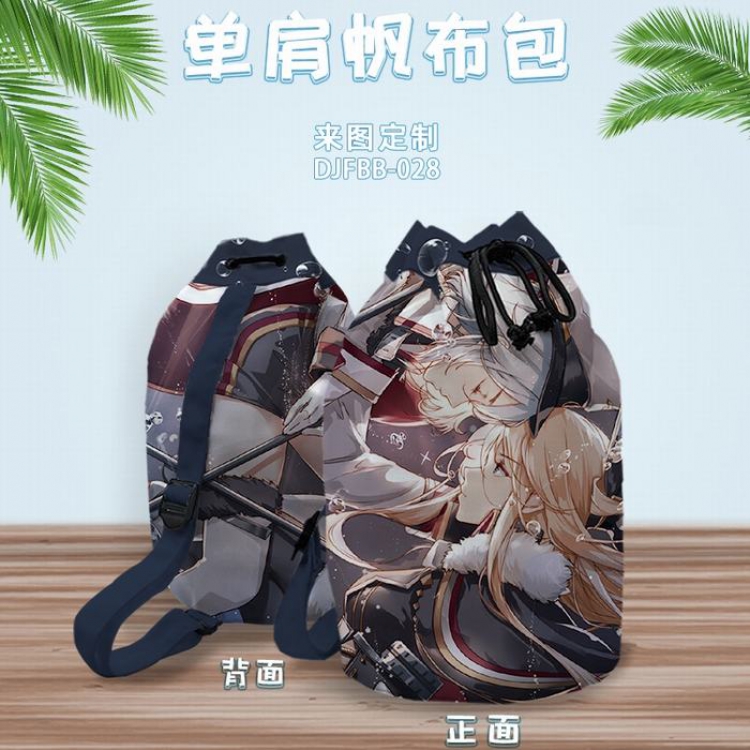DJFBB028-Azur Lane Anime one shoulder canvas shopping bag backpack 40X25CM(Can be customized for a single model)