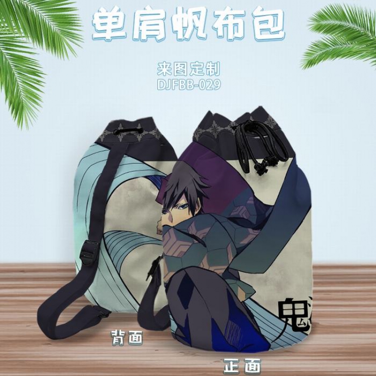 DJFBB029-Demon Slayer Kimets Anime one shoulder canvas shopping bag backpack 40X25CM(Can be customized for a single mode