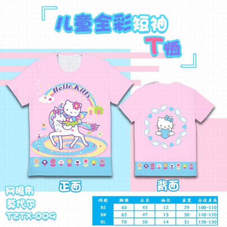 Hello Kitty Anime full color mesh children's short sleeve(Can be customized for a single model)TZTX009