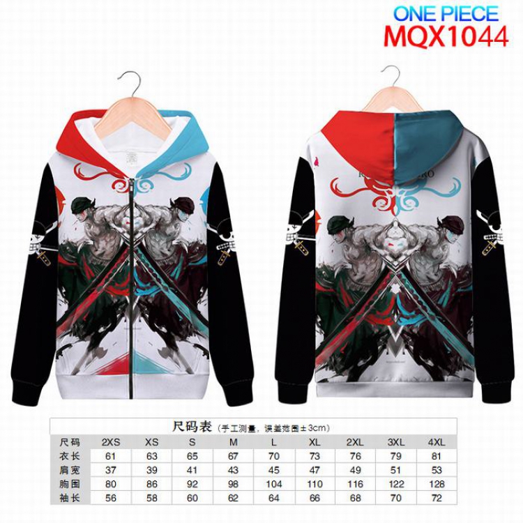 One Piece Full color zipper hooded Patch pocket Coat Hoodie 9 sizes from XXS to 4XL MQX1044