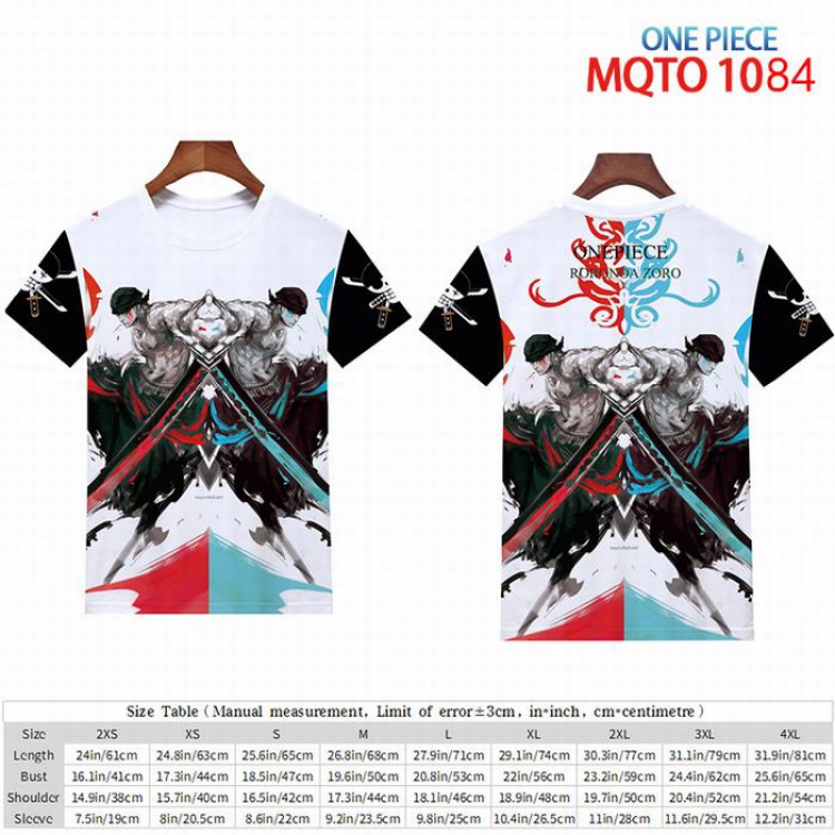 One Piece full color short sleeve t-shirt 9 sizes from 2XS to 4XL MQTO-1084