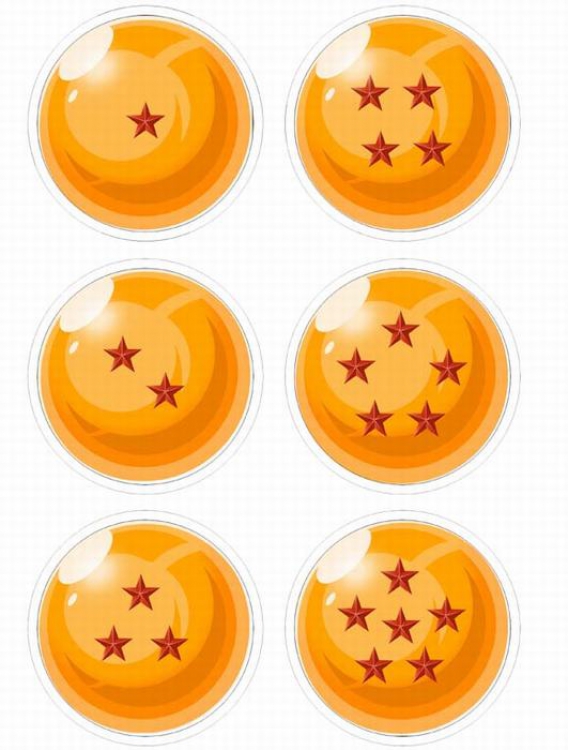 Dragon Ball-1 Anime tinplate bright film badge round cloth brooch a set of six 75MM