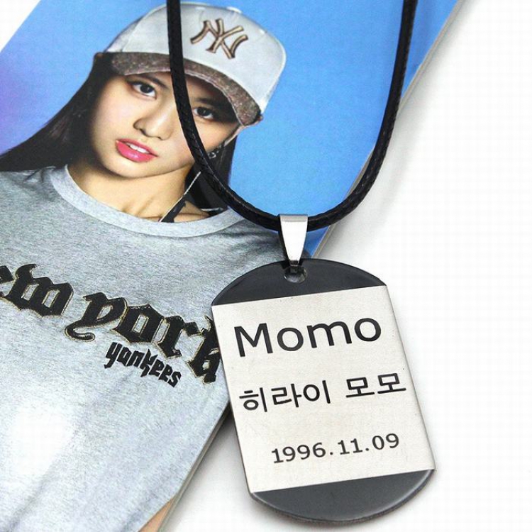 TWICE MoMo Korean stars Tag necklace pendant Plastic box packaging 4.5X2.7CM 23G price for 5 pcs