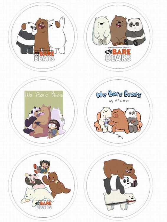 The Story of the Three Bears Anime tinplate bright film badge round cloth brooch a set of six 75MM