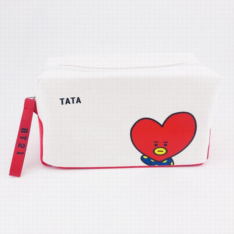 BTS BT21 Red love PU Canvas storage bag cosmetic bag pen bag OPP bag 50G 19X12X8.5CM price for 2 pcs