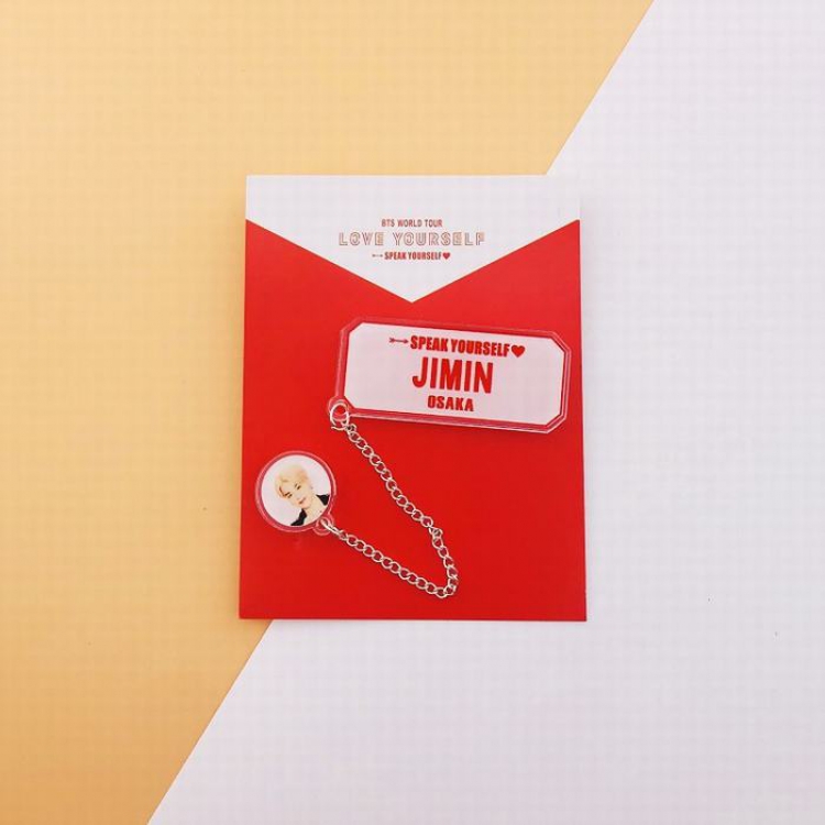 BTS JIMIN The same paragraph badge brooch hanging chain pendant ornaments price for 2 pcs 7.5X9.5CM 12G