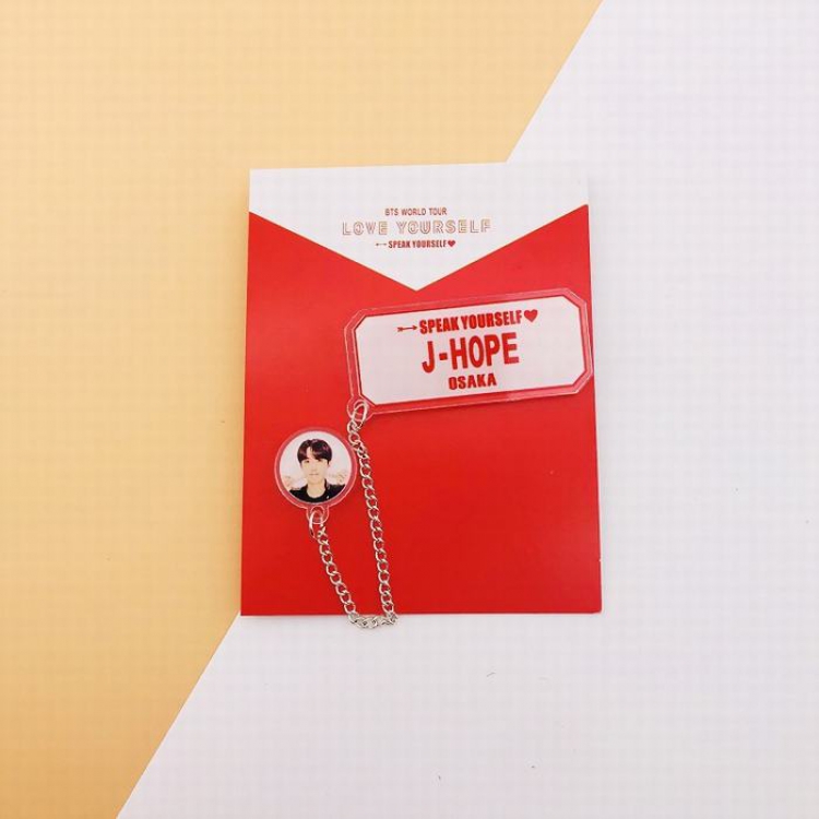 BTS J-HOPE The same paragraph badge brooch hanging chain pendant ornaments price for 2 pcs 7.5X9.5CM 12G