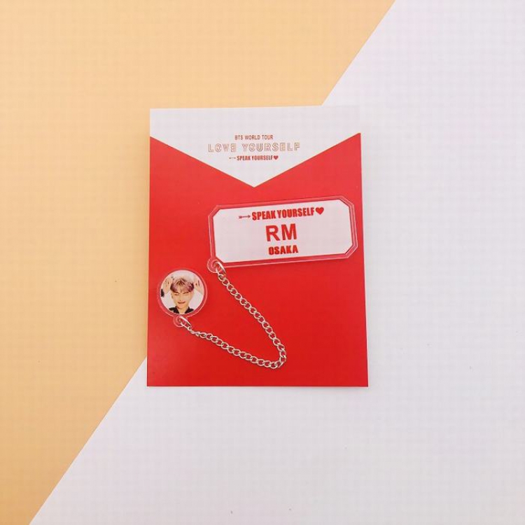 BTS RM The same paragraph badge brooch hanging chain pendant ornaments price for 2 pcs 7.5X9.5CM 12G