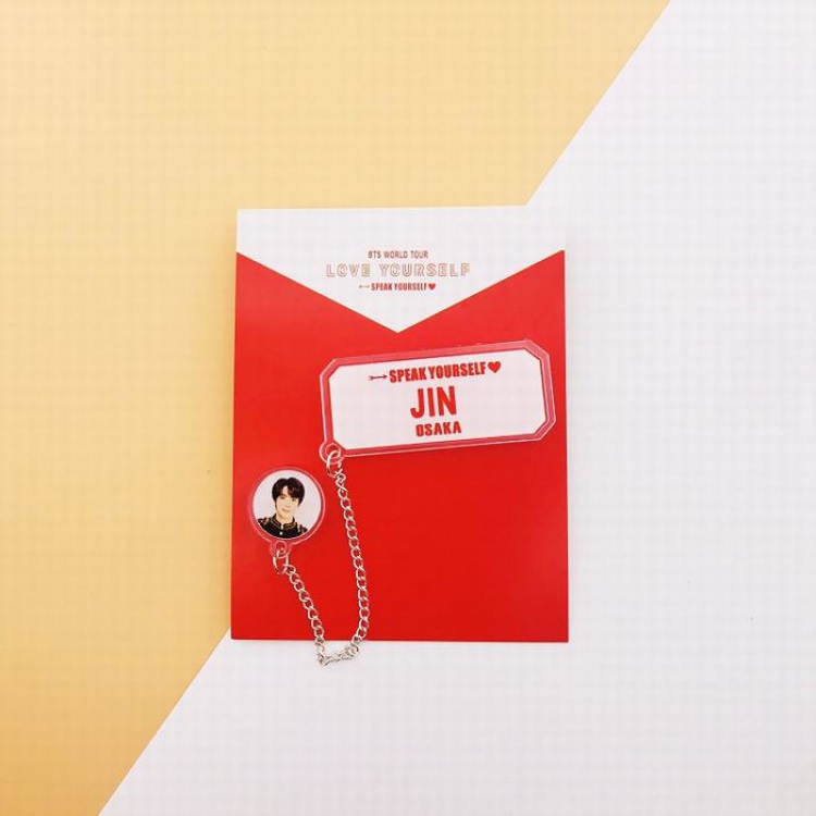 BTS JIN The same paragraph badge brooch hanging chain pendant ornaments price for 2 pcs 7.5X9.5CM 12G
