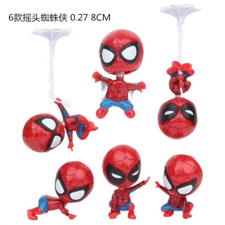 Spiderman a set of six Bagged Figure Decoration Model 8CM