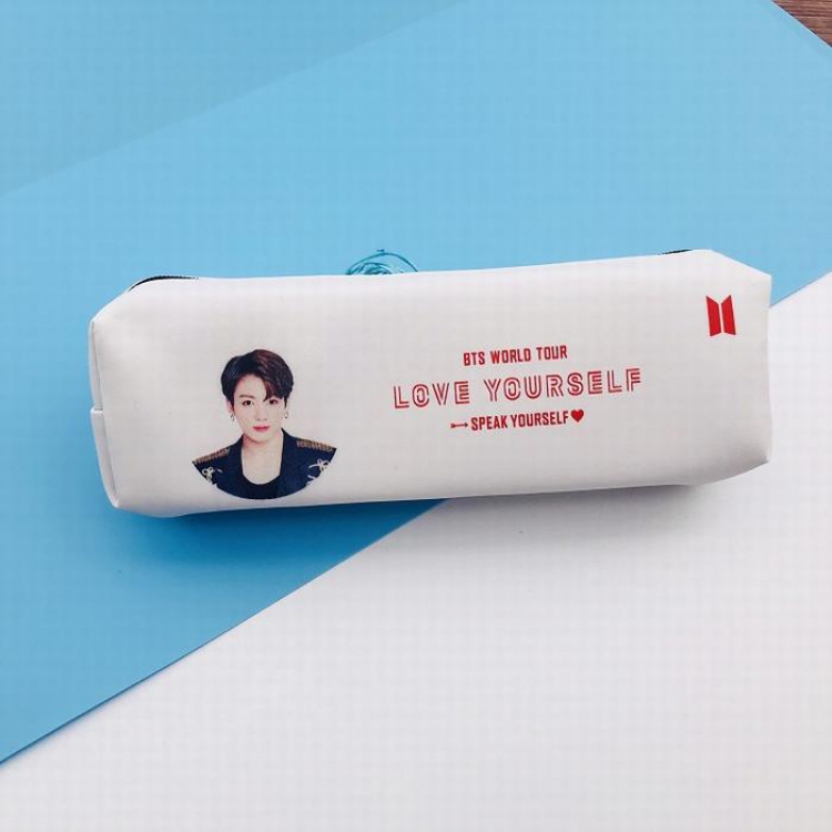 BTS JK Collection photo PU Leather printed pencil case storage bag purse 45G 18X5X5CM price for 2 pcs
