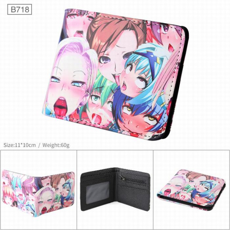 Ahegao B718 PU Twill two fold short wallet wallet 11X10CM