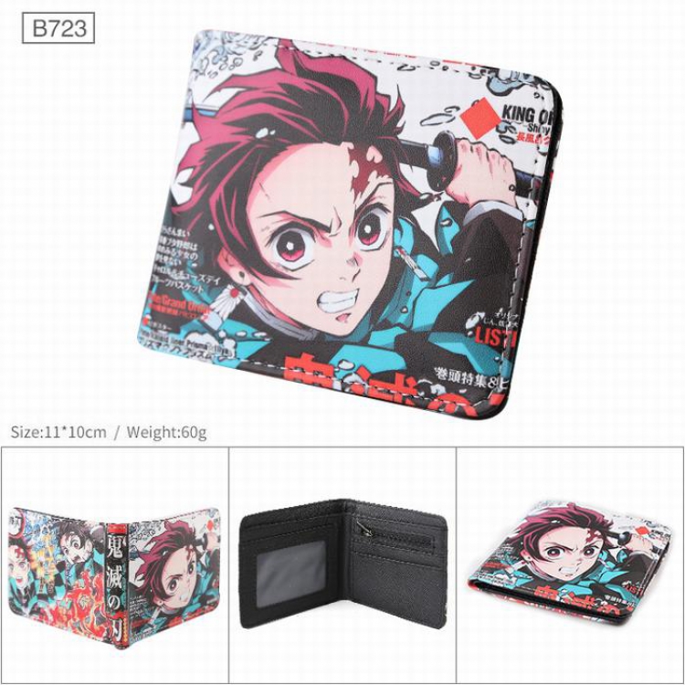 Demon Slayer Kimets  B723 PU Twill two fold short wallet wallet 11X10CM