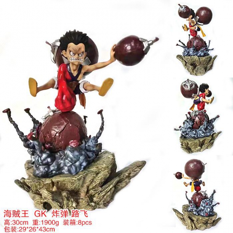 One Piece GK Bomb Luffy Boxed Figure Decoration Model 30CM 1.9KG 29X26X43CM