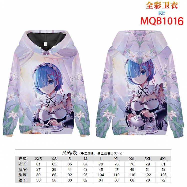 Re:Zero kara Hajimeru Isekai Seikatsu Full color zipper hooded Patch pocket Coat Hoodie 9 sizes from XXS to 4XL MQB1016