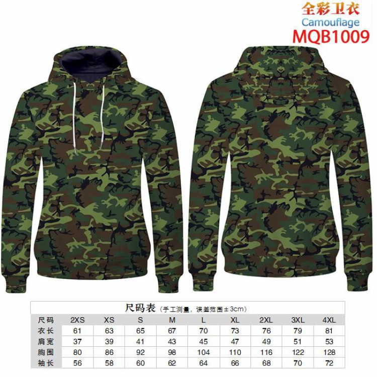 Camouflage Full color zipper hooded Patch pocket Coat Hoodie 9 sizes from XXS to 4XL MQB1009