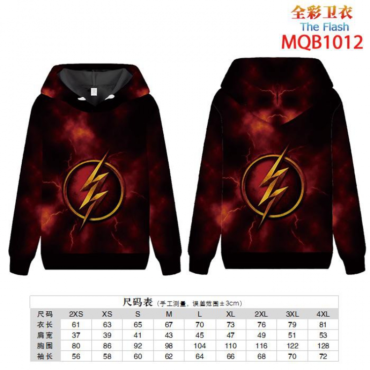 The Flash  Full color zipper hooded Patch pocket Coat Hoodie 9 sizes from XXS to 4XL MQB1012