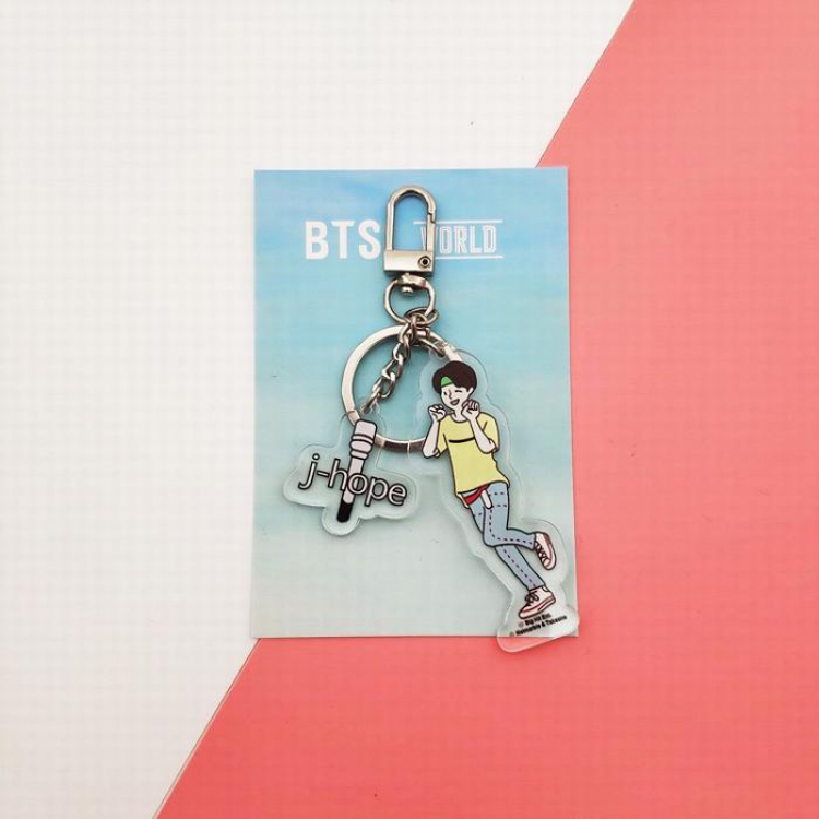 BTS J-HOPE Cartoon keychain WORLD Key ring pendant 7.5X11CM 20G price for 5 pcs