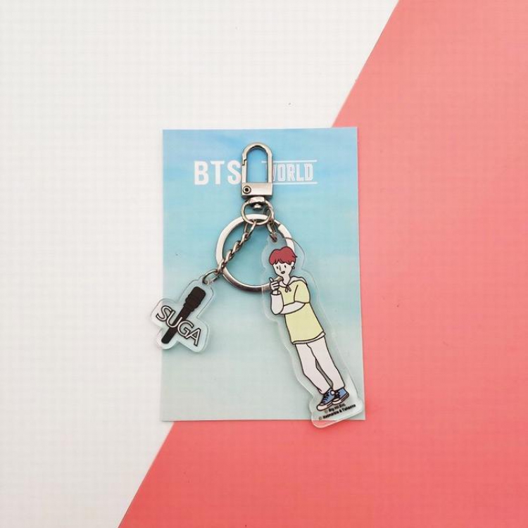 BTS SUGA Cartoon keychain WORLD Key ring pendant 7.5X11CM 20G price for 5 pcs