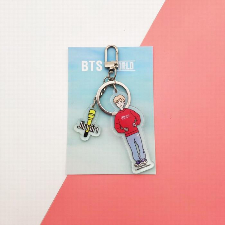 BTS  JIMIN Cartoon keychain WORLD Key ring pendant 7.5X11CM 20G price for 5 pcs