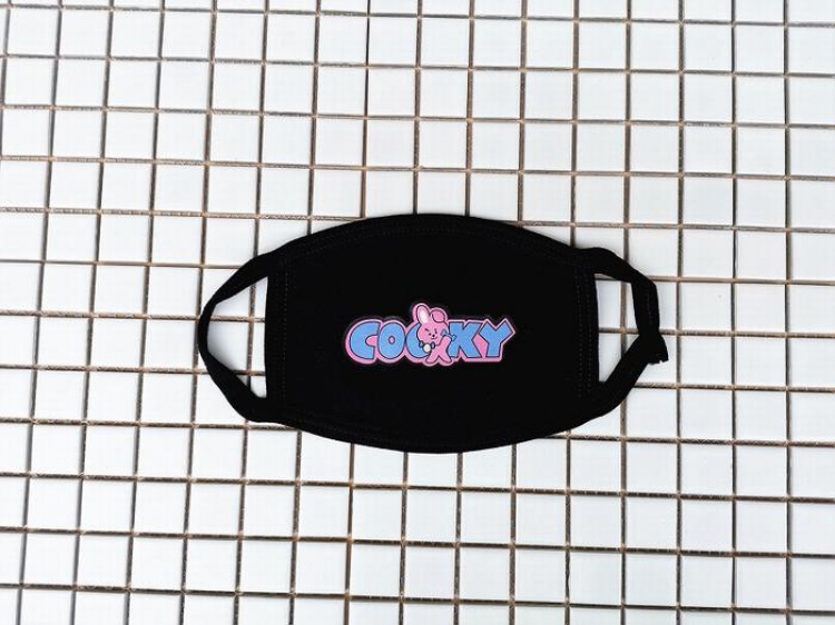 BTS BT21 Rabbit Three-layer cotton boutique mask 25X11CM 10G transparent OPP bag price for 5 pcs