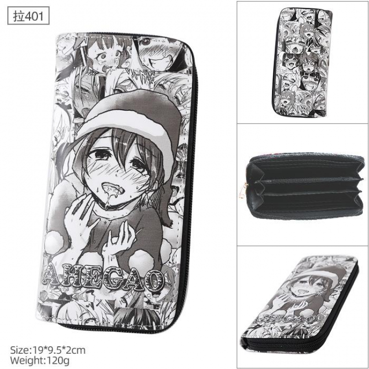 Ahegao Pull 401 PU twill two-fold zipper long wallet