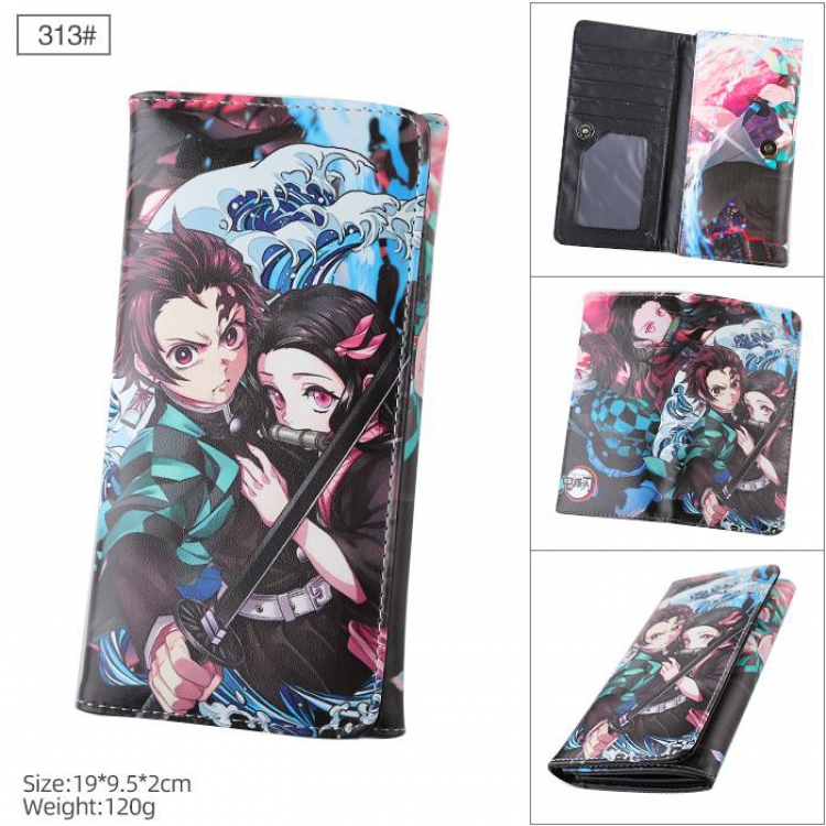 Demon Slayer Kimets 313# Full color button PU long wallet wallet