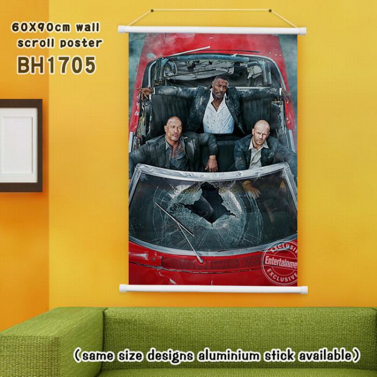 Hobbs and Shaw White Plastic rod Cloth painting Wall Scroll 40X60CM(Can be customized for a single model)BH1705