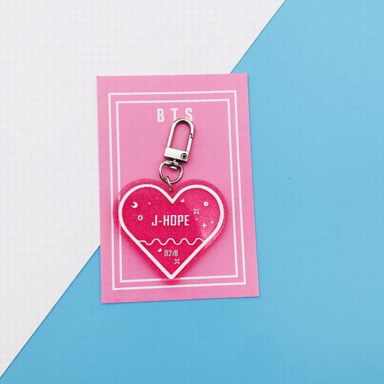 BTS J-HOPE Heart-shaped glitter key ring pendant 7.5X5.5CM 12G price for 5 pcs
