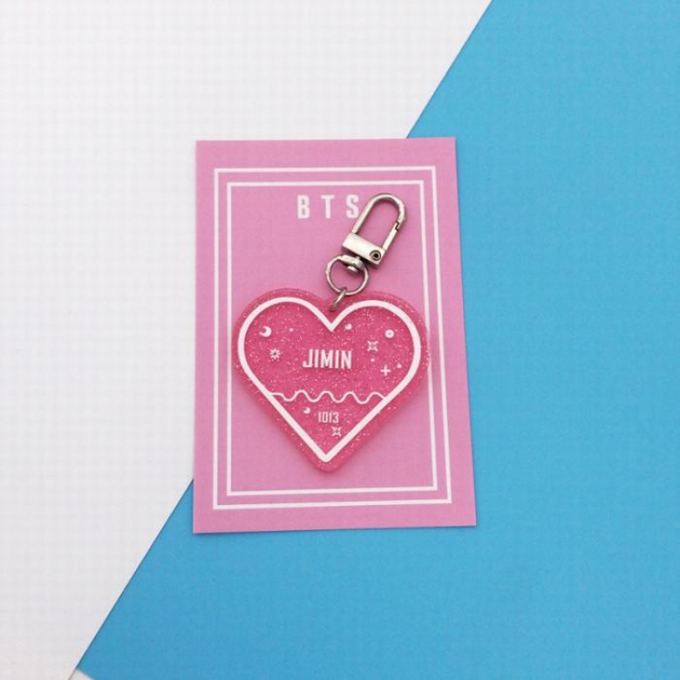 BTS JIMIN Heart-shaped glitter key ring pendant 7.5X5.5CM 12G price for 5 pcs