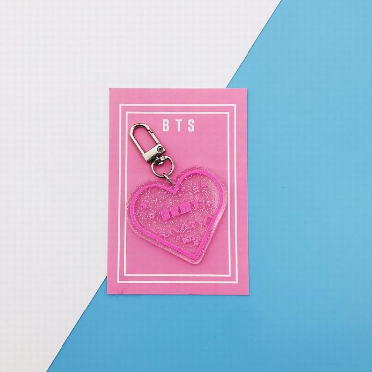 BTS ARMY Heart-shaped glitter key ring pendant 7.5X5.5CM 12G price for 5 pcs