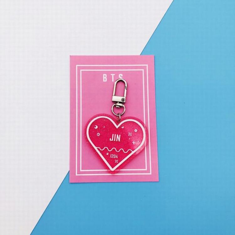 BTS JIN Heart-shaped glitter key ring pendant 7.5X5.5CM 12G price for 5 pcs