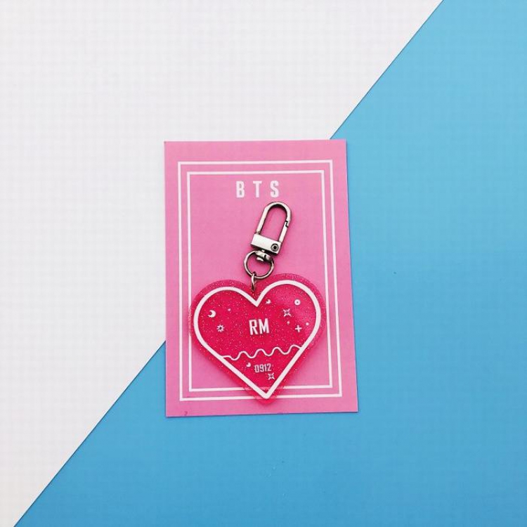 BTS RM Heart-shaped glitter key ring pendant 7.5X5.5CM 12G price for 5 pcs