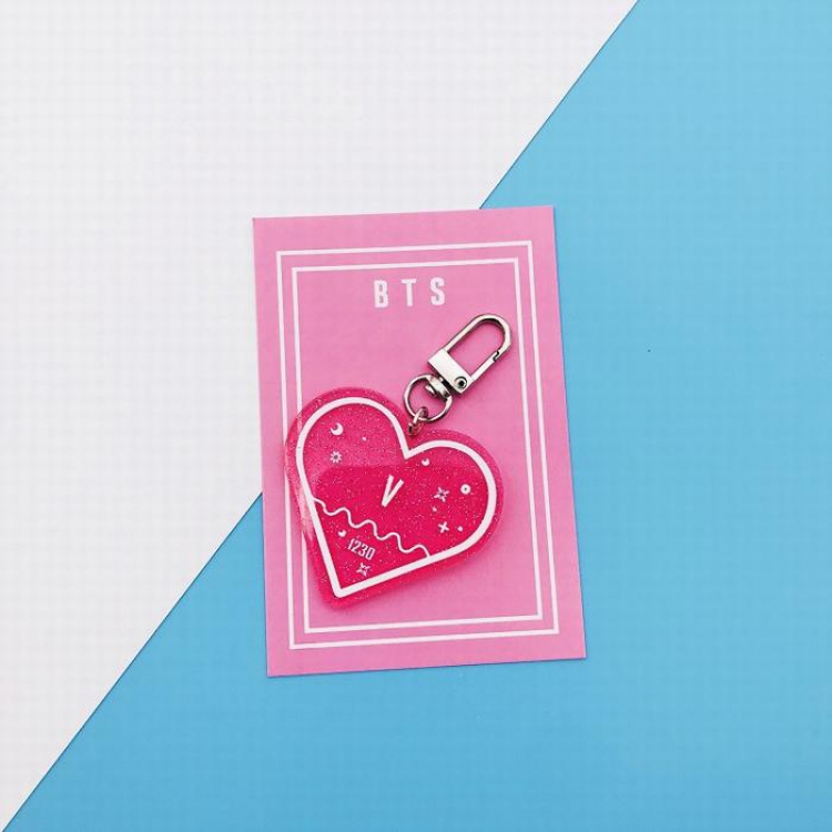 BTS V Heart-shaped glitter key ring pendant 7.5X5.5CM 12G price for 5 pcs